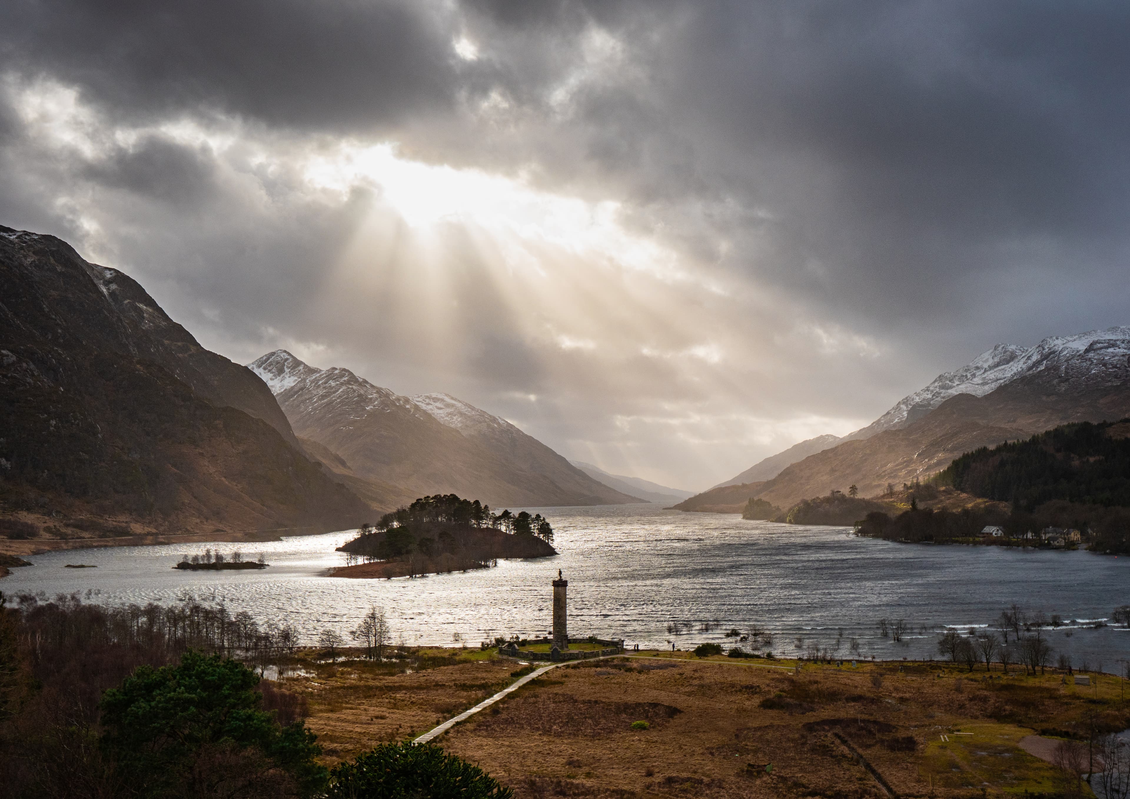 Where the Light Falls, a fine art landscape photograph from Glenfinnan Monument, Loch Shiel, Scotland