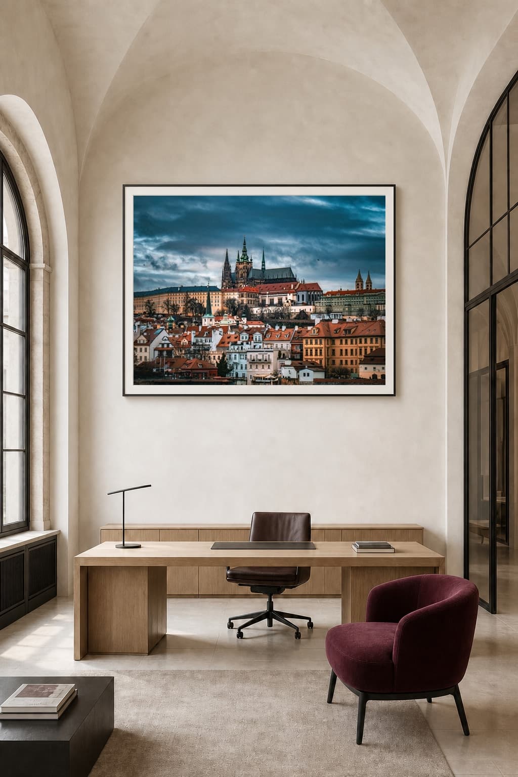 Fine art photography presented in a contemporary executive interior